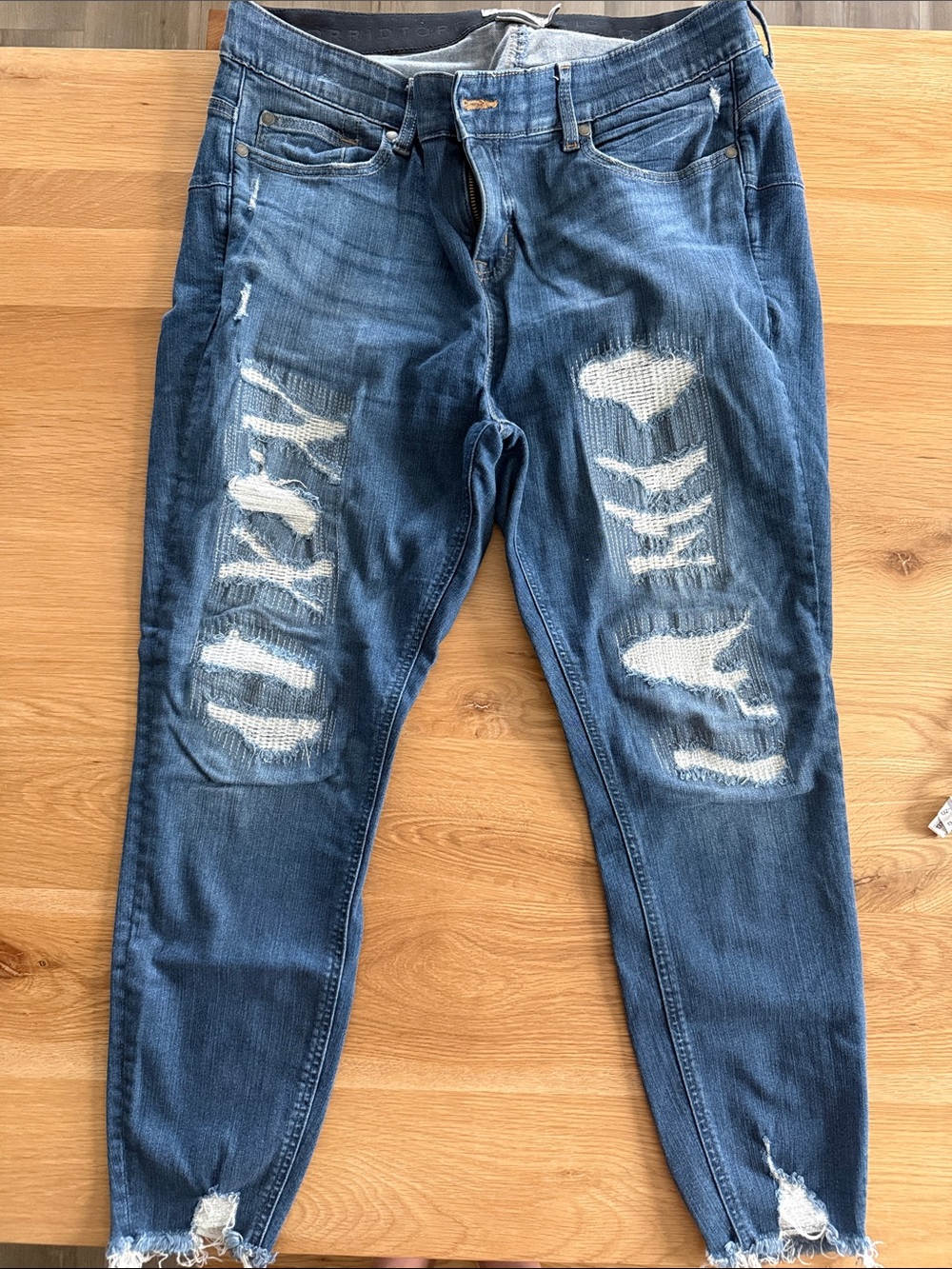 torrid Distressed Blue Skinny Jeans with Frayed Hem (4)